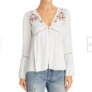 Em Creme white Embroidered Gause Top